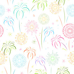 Fototapeta na wymiar Fun hand drawn doodle fireworks, seamless pattern, great for textiles, wrapping, banner, wallpapers - vector design