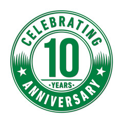 10 years logo. Ten years anniversary celebration design template. Vector and illustration.