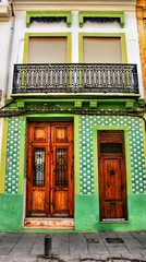 Old colorful houses and streets of Valencia