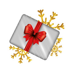 gift box present with snowflakes isolated icon vector illustration design