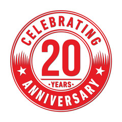 20 years logo. Twenty years anniversary celebration design template. Vector and illustration.