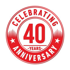 40 years logo. Forty years anniversary celebration design template. Vector and illustration.