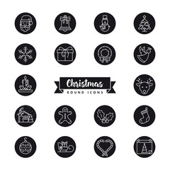 Christmas Holidays vector round icon set