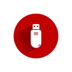 Fototapeta premium USB Flash drive icon flat design with long shadow isolated. Vector illustration