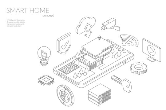 Smart home concept isometric vector illustration
