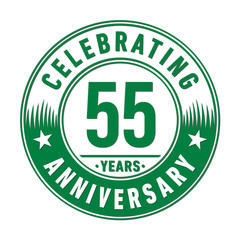 55 years logo. Fifty-five years anniversary celebration design template. Vector and illustration.