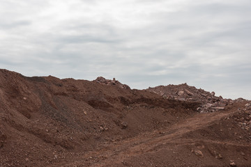 Fototapeta na wymiar Earthwork sediment pile closeup in quarry