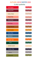 Color palette of the year fall 2019 winter 2020 knitting elements