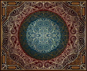 Ornate art deco golden vintage card