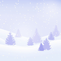 Spruces in beautiful style on light background. Holiday winter landscape. Retro christmas light card. Decorative vector illustration. Silhouette vector illustration. Merry christmas card illustration.