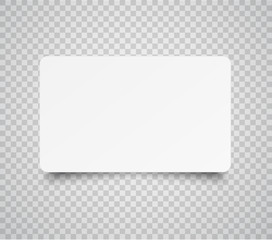 Plastic or paper white business card isolated on transparent background. Vector blank sticker, sheet, label, banner with rounded corners template.