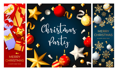 Christmas party flyers set