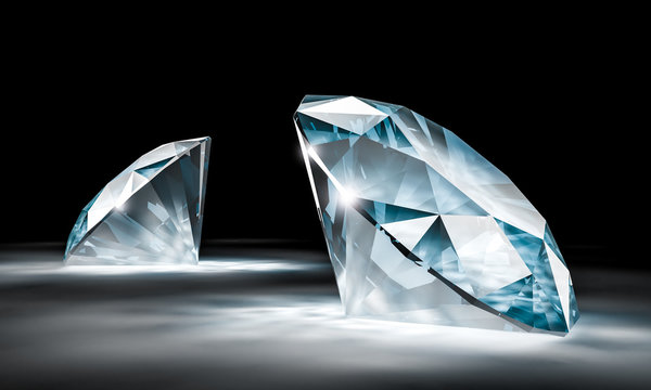 3d image of a pair of diamonds with a black background.