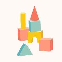 Blocks castle set. Cartoon vector clip art eps 10 illustration on white background.