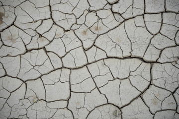 Cracked from drought clay surface top view
