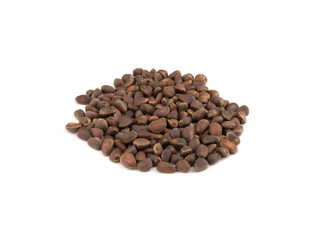 Cedar nuts on a white background