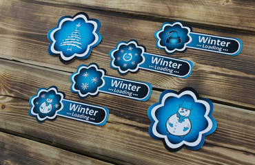 Winter loading stickers blue color