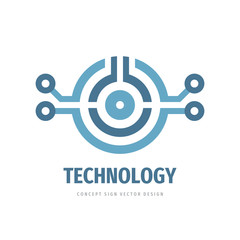 Technology logo. Electronic computer chip sign. Network symbol. Vector illustration. Graphic design. 