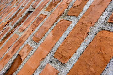 Red brown block brick wall. beautifully arranged texture background.