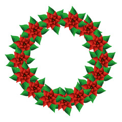 crown of flowers christmas decorative with leafs vector illustration design