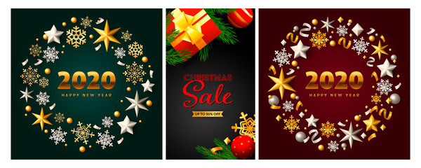 Christmas Sale poster set with gift box