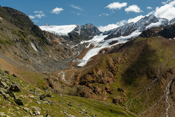 Valley and mountains near Melago on a sunny day in summer
