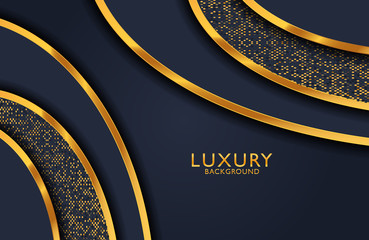 Abstract realistic luxury decoration textured with golden dots pattern. 3d backdrop, wedding Invitation design cover layout template with copy space.