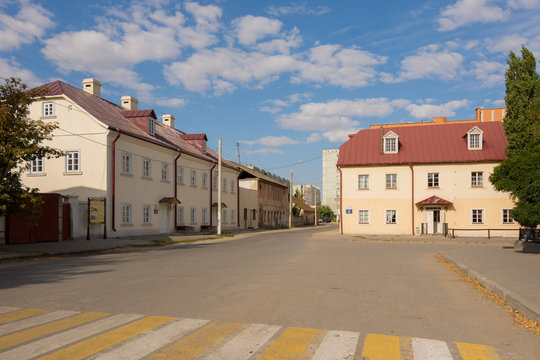 Volgograd.  The building of a pharmacy and an inhouse on the street of the architectural complex of the 18th century of the Old Sarept Museum in the Krasnoarmeysky district of Volgograd