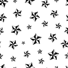 Seamless doodle hand drawn stars