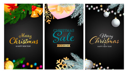 Christmas Sale banner set with present box