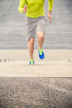 Basketball athlete stair running as part of his workout.