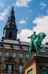 Fototapeta na wymiar Statue of Frederik VII at Christiansborg Castle square in Copenhagen, Denmark