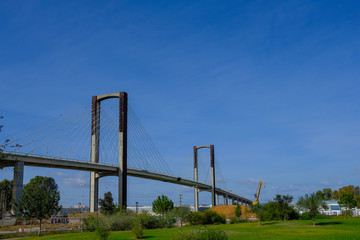 Complete view of bridge Quinto Centenario in Seville