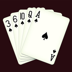 Flush of spades - playing cards vector illustration