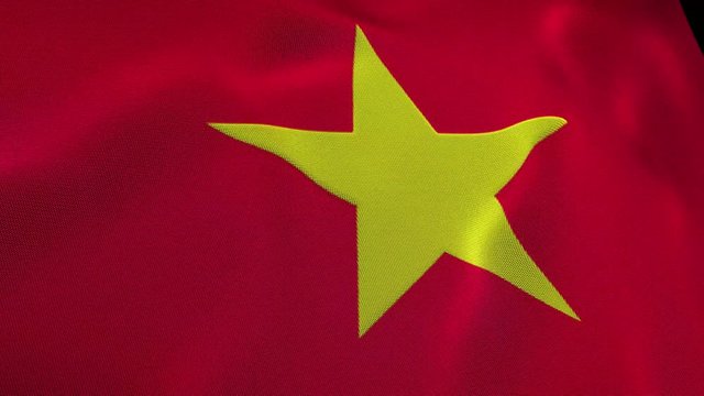 embroidered Vietnam flag fluttering in the wind