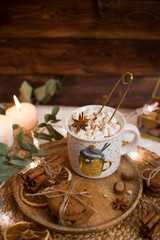 Сup of coffee and cookies.