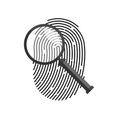 Fingerprint magnifying glass. Biometric authorization. Identification. id.