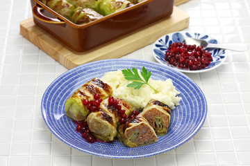 baked cabbage rolls , finnish cuisine