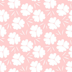 Seamless pattern with abstract flowers and leaves. Bright floral background.