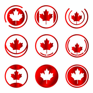 Vector Canadian Buttons icons collection, Canada set buttons with metal frame