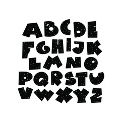 Hand drawn letters alphabet. Cartoon english ABC. Vector illustration.