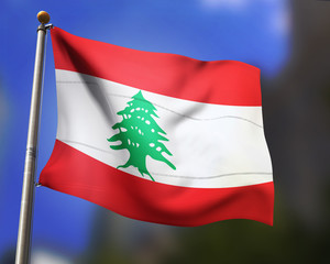 Lebanese national flag banding/waving in the sky