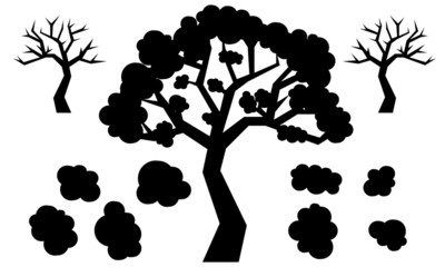 Black vector editable tree silhouette