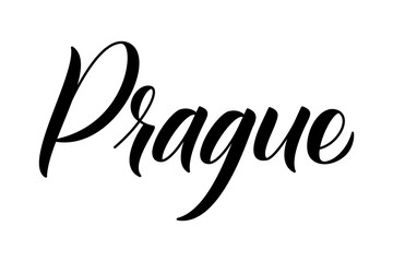 Modern brush calligraphy Prague isotated on a white background. Vector illustration.