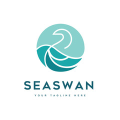 Fototapeta premium Sea Swan Logo Icon