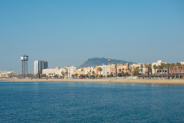 Barcelona beach during sunny morning