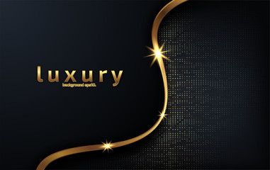 luxury black background with abstract dot and line Sparkle Polished gold