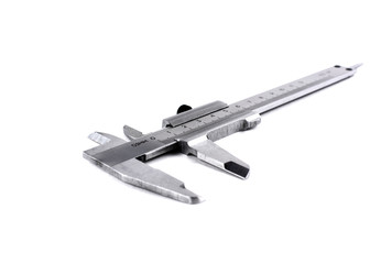 Vernier caliper isolated on white background.Macro mode