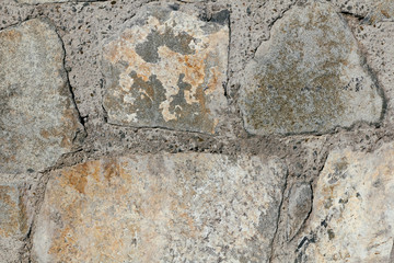 Concrete wall texture background. Natural stones. Building's facade decor. Decorative plaster. House exterior.