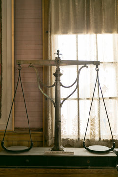 Antique scales in old mining town